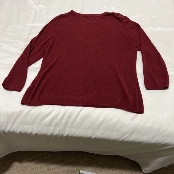 Saint + Sofia Crewneck Pullover Textured Sweater Red Women's L Lightweight - Picture 4 of 5
